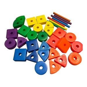 VTG Fisher Price Creative Blocks & Rods 35 Pieces Classroom Learning Plastic Fun